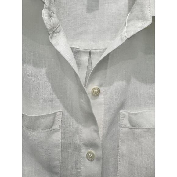 Lord & Taylor 100% Linen Button Front Blouse White Long Sleeve Women’s Small - Picture 3 of 6